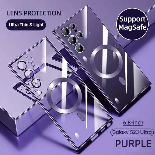 Housse magnétique transparente et plaquée luxe pour Samsung