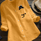 Chemise à manches longues avec col en V en coton imprimées de chats