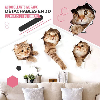 Autocollants Muraux D¨¦tachables en 3D de Chats - qpgiftsme 1# (15*24CM) / 1PC