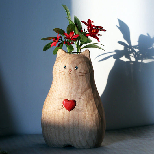 Vase à chat en bois fait à la main