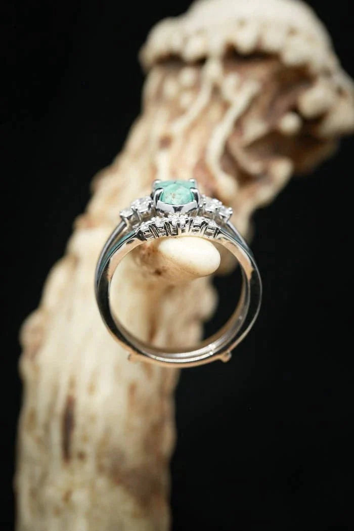 Bague en argent avec diamant turquoise naturelle - qpgiftsme