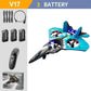 (Vente de Noël anticipée) Avion RC V17 Jet Fighter Stunt - qpgiftsme BLEU / Trois Batterie