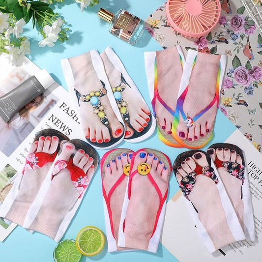 (Achetez 3 économisez 15%et livraison gratuite🔥) Femme Manicure Print Flip Flop Chaussettes