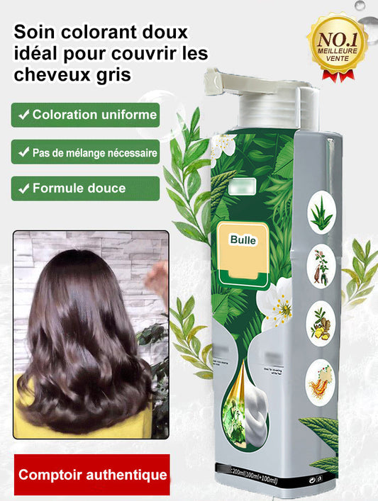 Extrait de plante pure pour la teinture à bulles de couleur de cheveux gris - 200ML