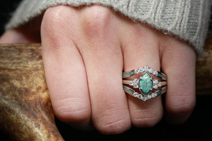 Bague en argent avec diamant turquoise naturelle - qpgiftsme