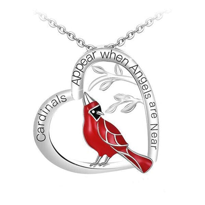 ⭐DERNIER JOUR 50% de réduction -⭐🐦 Collier à pendentif cœur cardinal