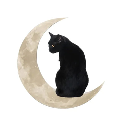 Panneau métallique suspendu Chat noir Lune